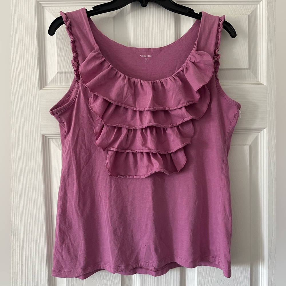 Garnet Hill Mauve Ruffled Tank Top